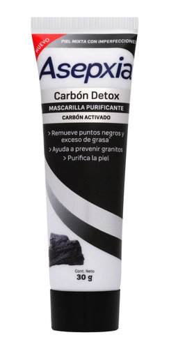 Imagen 1 de 6 de Asepxia Carbón Detox Mascarilla Peel Off 30 G.