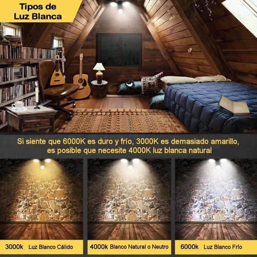 Imagen 6 de 9 de 4 Foco Riel Luz Cálida 7w 3000k + Riel Monofásico 1mt Negro