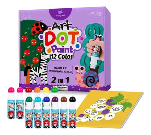 Set Pintura Para Niños 12 Colores Puntillismo Kit Arte Diy