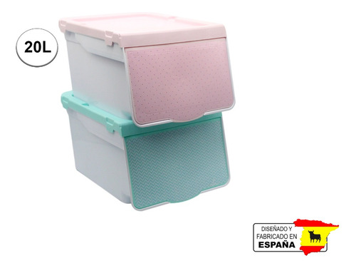 2 Caja Contenedor Apilable Multiusos Hecho En España 20l