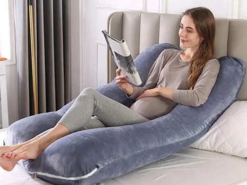 Almohada Embarazo-descanso Maternity Lactancia + Combinacion Color Gris oscuro Geométrico