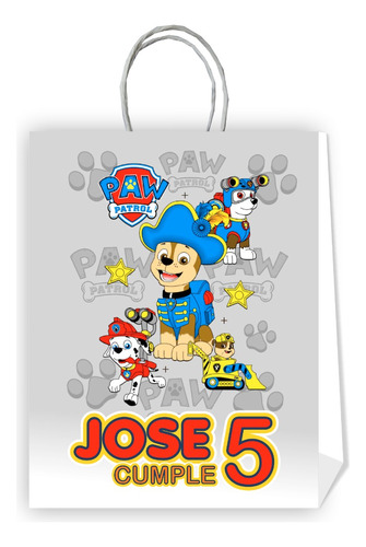 Bolsas Cumpleaños Personalizadas Paw Patrol #d17 10 Un.