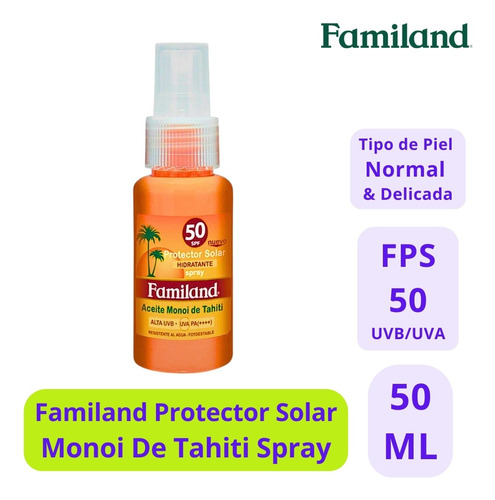 Familand Protector Solar Monoi Spray Fps 50 50ml - 1uds