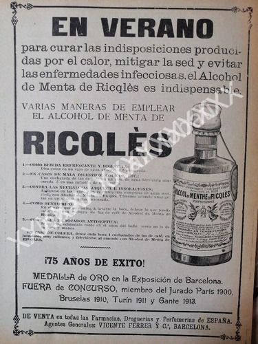 Cartel Retro Tonico Bebida De Menta Ricqles, 1914 /21