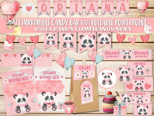 Kit Candybar Osa Osita Panda Cumpleaños Nena El Mas Completo