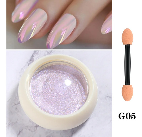 Polvo Efecto Aurora Tendencia Uñas Decoración Nails