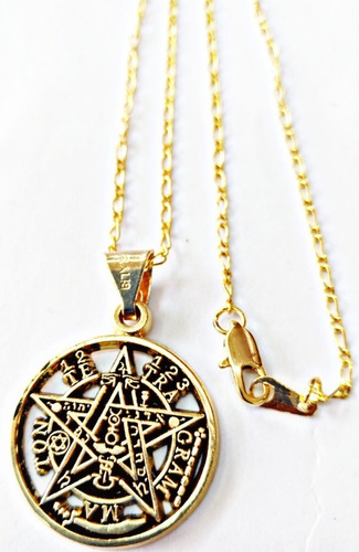 Tetragramaton O Pentagrama En Chapa De Oro Con Cadena Chapa
