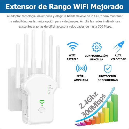 Amplificador Wifi Extensor Rango Repetidor Señal De 6 Antena