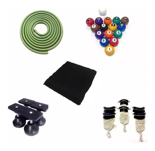 Kit Reparo P/ Mesa De Sinuca Caçapa/bolas/ 7m Borracha/pano