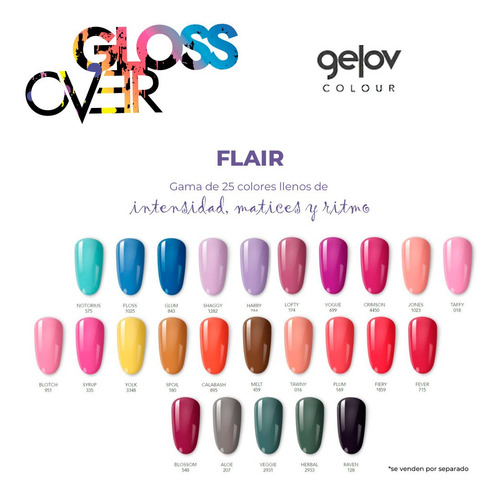 Gelov Gama Flair Gel Para Uñas 25 Tonos 15g Gloss Over Color LOFTY 324