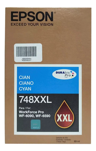  Cartucho De Tinta Original Epson Cyan T748xxl Wf 6090 6590