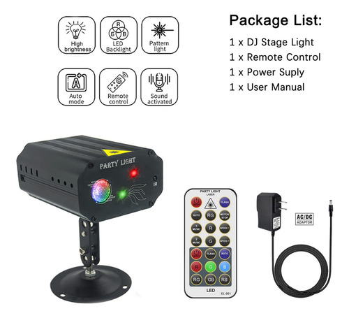 Projetor De Luz Laser Dj Disco Com Efeito Estroboscópico Pa