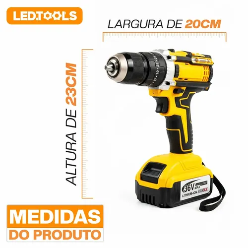 Parafusadeira Furadeira De Impacto A Bateria 36v Profissional