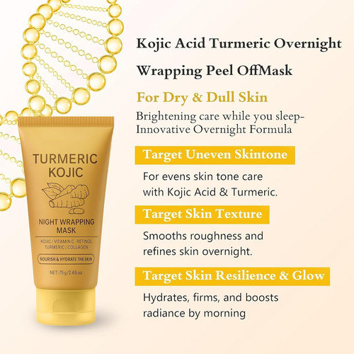 Máscara De Colágeno Kojic De Cúrcuma, Mascarilla De Gel Para