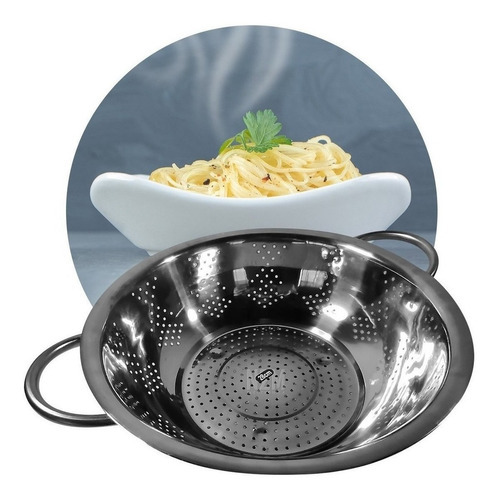 Colador Colapasta Acero Inoxidable 28 Cm Cocina Con Asas