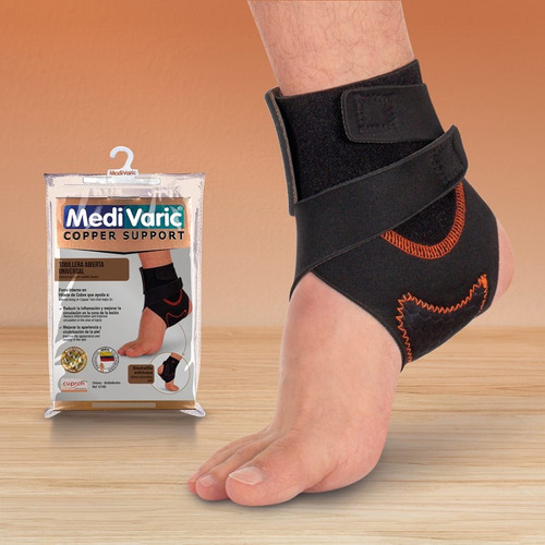 Tobillera Abierta Universal Medivaric Ajustable Hilado Cobre