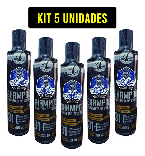 Shampoo Escurecedor Cabelos Brancos 250ml Kit 5 Unidades