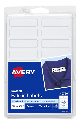 Avery 40720 Etiqueta Blanca Para Ropa Kids Varias Formas Paq