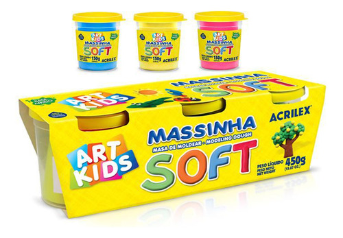 Massinha Modelar Soft Com 3 Potes De 150g Cada Art Kids