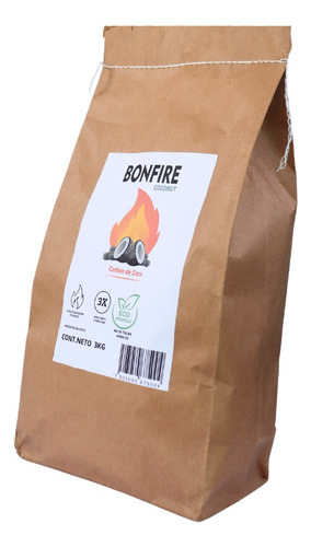 Briquetas De Carbón De Coco 3 Kg, 5 Bolsas Bonfire Coconut