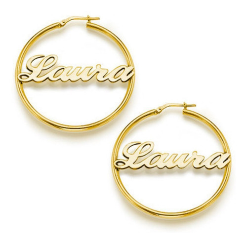 Arracadas Con Nombre En Plata Chapadas En Oro De 18k