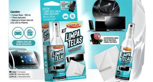 Imagem 2 de 5 de Kit Limpa Telas Celular Notebook Tablet Monitor 100ml Luxcar
