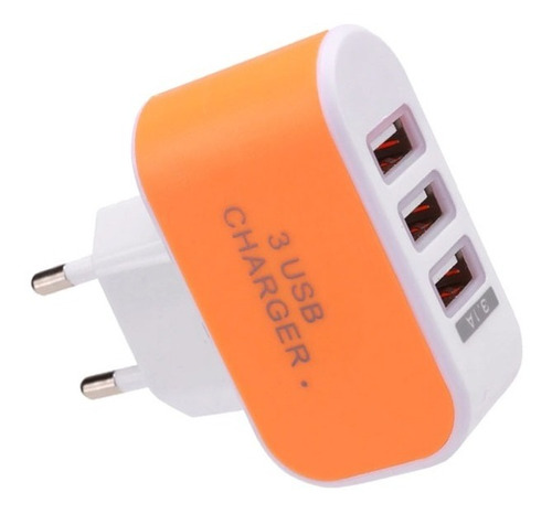 Conector Cargador Usb (3 Puertos) Con Luz Led Europeo