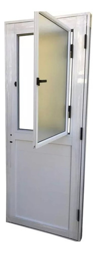Puerta De Aluminio 80x200 Herrero 36mm Con Postigo Y Vidrio