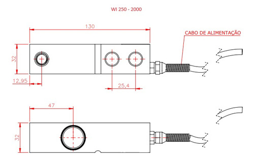 Kit 2 Célula De Carga Tipo I M12 500kg/ 1000kg/ 2000kg