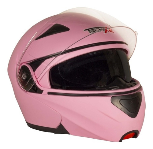 Casco Abatible C/lente Interno Techx2 Rosa/mate Moteros