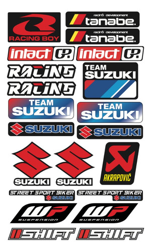 Suzuki Racing Set Stickers Con Resina Brillante P/ Moto Sz07