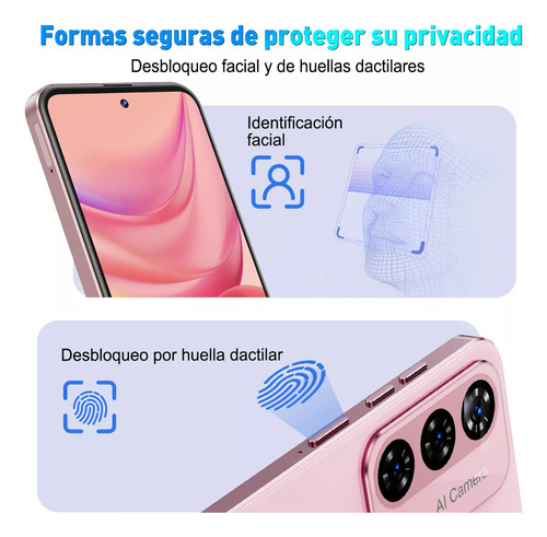 Teléfono Sim Dual Xgody Mate60 256 GB+12 GB de RAM Smartphone Android12 Full Hd 6.79 pulgadas Celular 8000 mAh con reconocimiento facial y desbloqueo púrpura