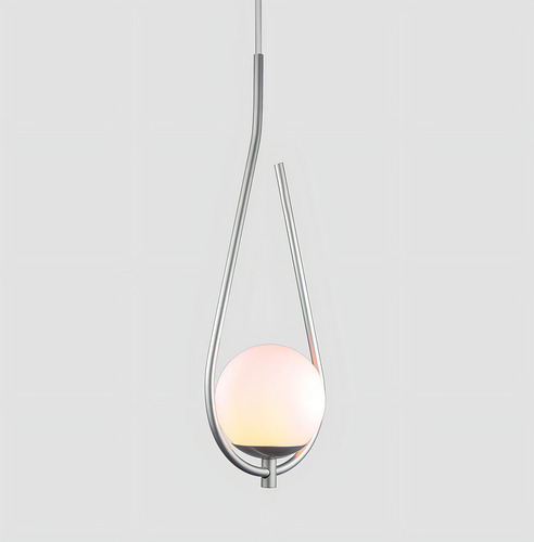 Lustre Pendente On Drop - Prata Com Globo De Vidro Branco Cor Prateado 127/220V