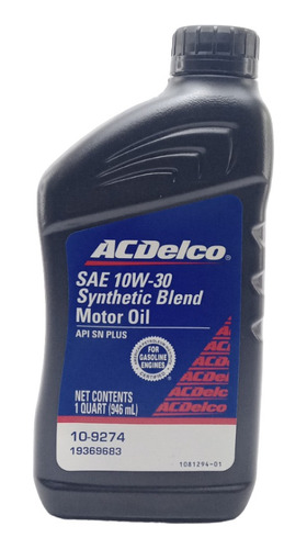Aceite Motor 10w30 Semi Sintetico Acdelco