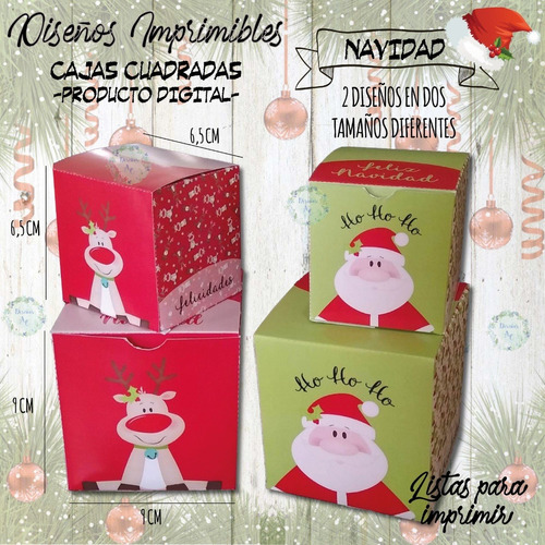 Kit Imprimible Cajas Cuadradas Navidad - Listo Para Imprimir | MercadoLibre