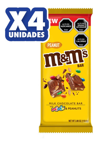 M&m Minis Combo Tabletas Chocolate Con Leche Y Maní X 4un