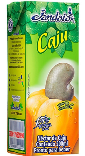 Suco Caixinha Sabor Caju Sem Conservadores Jandaia 200ml