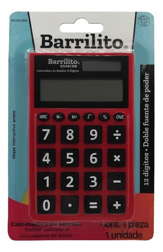 Calculadora De Bolsillo Barrilito 8046cbb De 12 Dígitos /v Color Colores