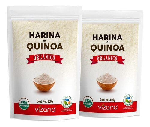 Harina De Quinoa Orgánica 1kg(2 Bolsas 500g) Vizananutrition