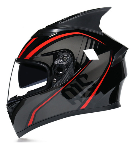 Casco De Moto Con Cuerno De Unicornio, Negro Y Rojo