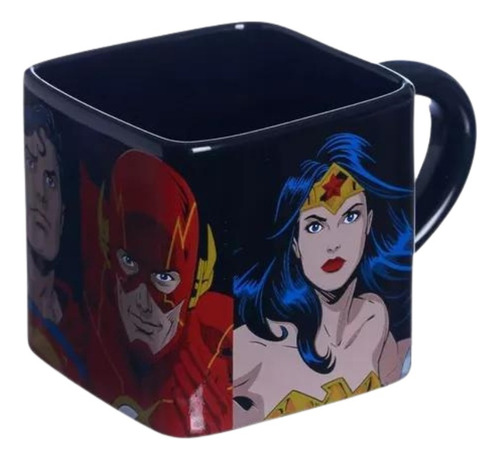 Caneca Quadrada Liga Da Justiça Personagens Desenho Hq
