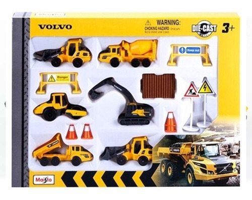 Conjunto Set Volvo Miniaturas De Construção Metal Maisto