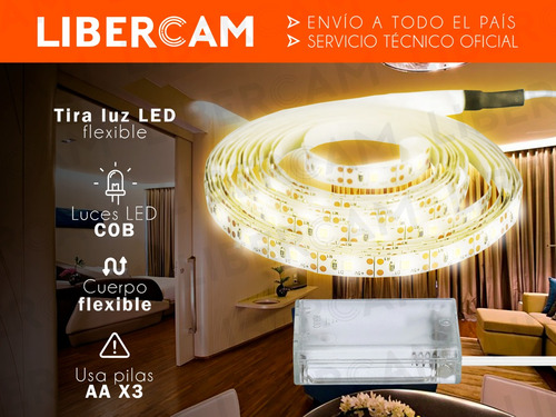 Luces Tira Led 2mts Blanca Fria Adhesiva A Pila Flexible