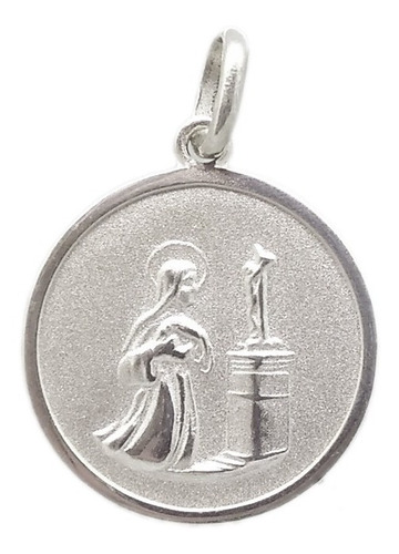 Medalla Santa Rita - Plata 925 - Grabado + Cadena - 20mm