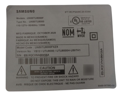 Fuente De Poder Samsung Un50tu8000f / Bn4401054a (Usado)
