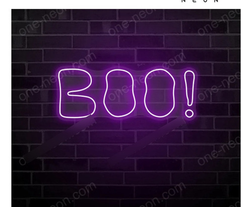 Letrero Led Neon Boo Susto Halloween Ancho 60cm Luminoso