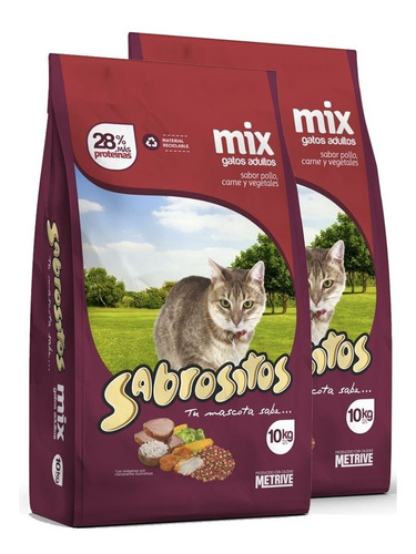 Sabrositos Mix Gato Adulto 2x10 Kg (20kg) Envio Gratis