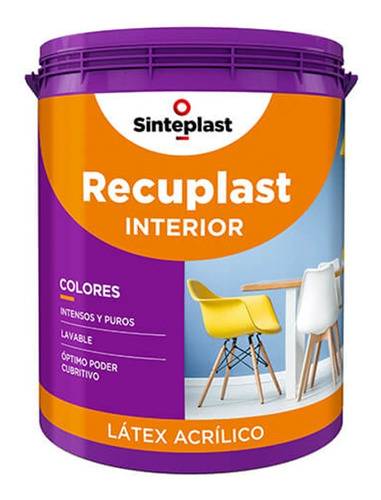 Pintura Látex Interior Lavable En Colores Recuplast 4 Litros