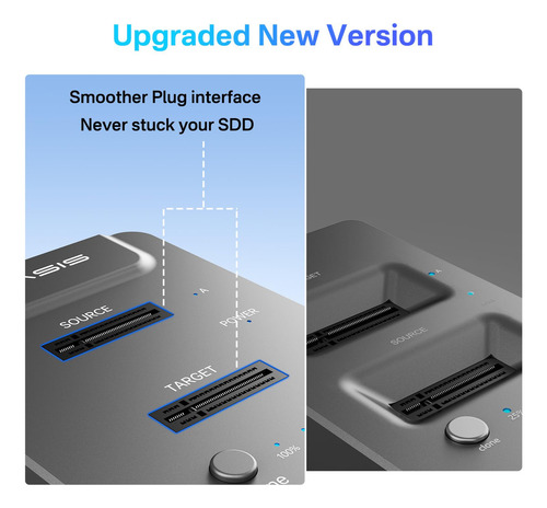 Duplicador Acasis Nvme M.2 Clon Usb C Doble Bahía