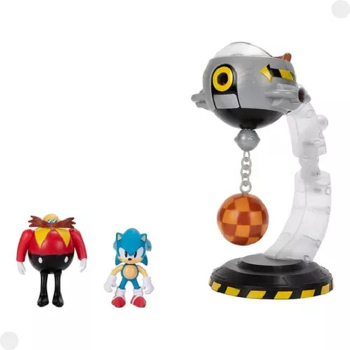 O conjunto de batalha Hedgehog Sonic versus o veículo Egg Mobile Eggman